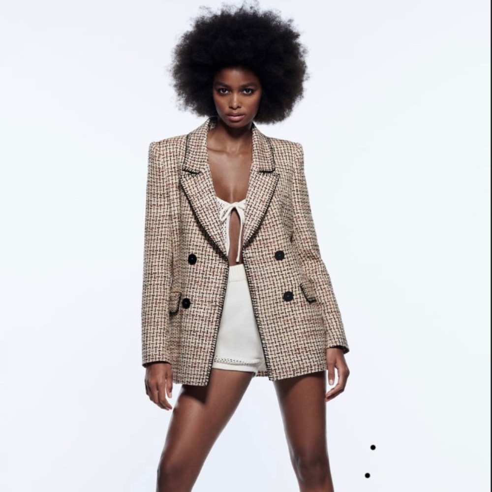 Never worn no tags Zara DOUBLE BREASTED TEXTURED WEAVE JACKET